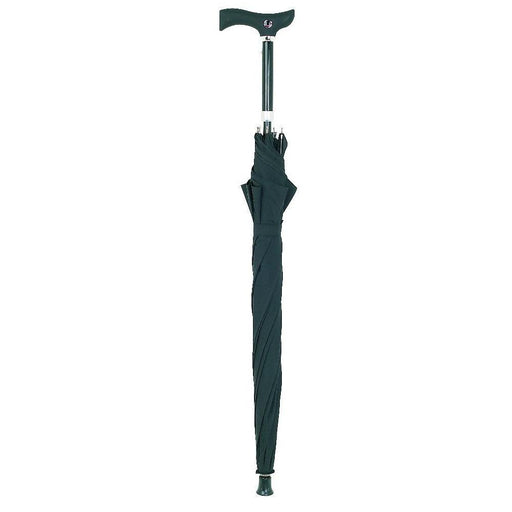Black Walking Stick Umbrella with Black Canopy and Fritz Handle-Classy Walking Canes