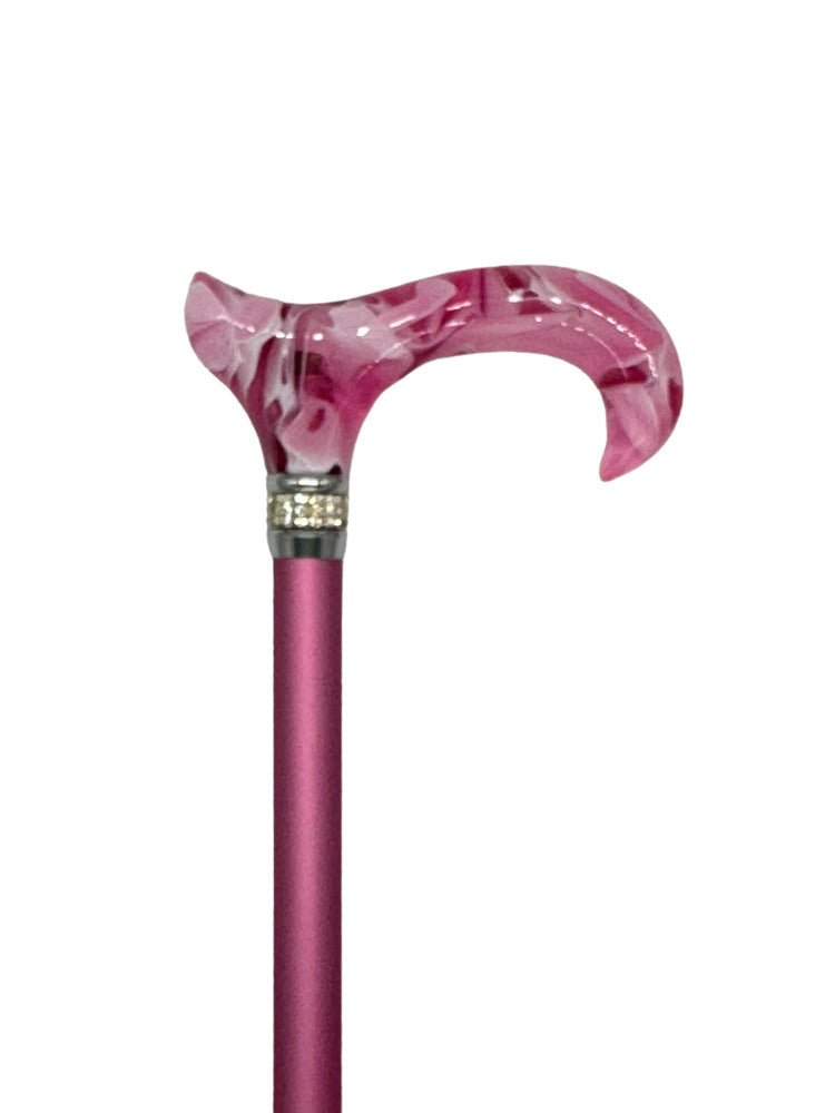Adjustable Fashionable Pink Cane with Diamonds and Pearls
