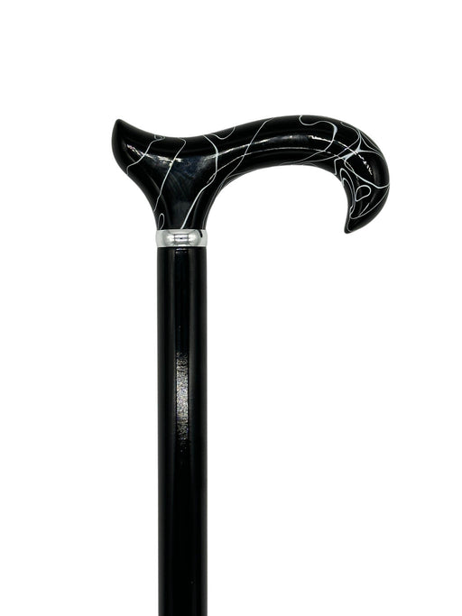 Classy Canes Black and White Swirl Handle on Black Shaft-Classy Walking Canes