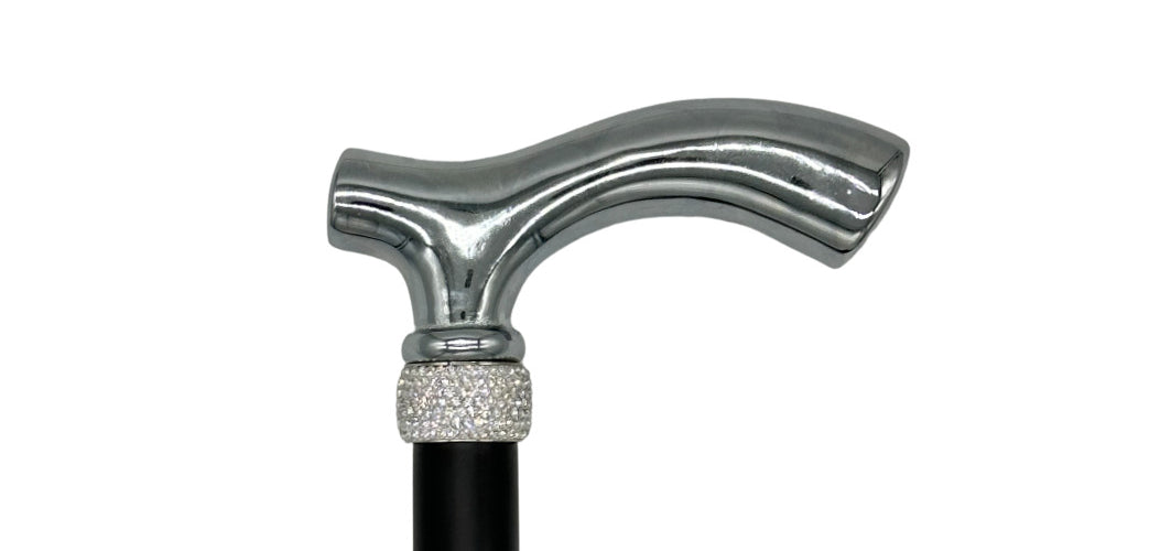 Classy Canes Chrome Plated Fritz Handle with Fashionable Collar-Classy Walking Canes