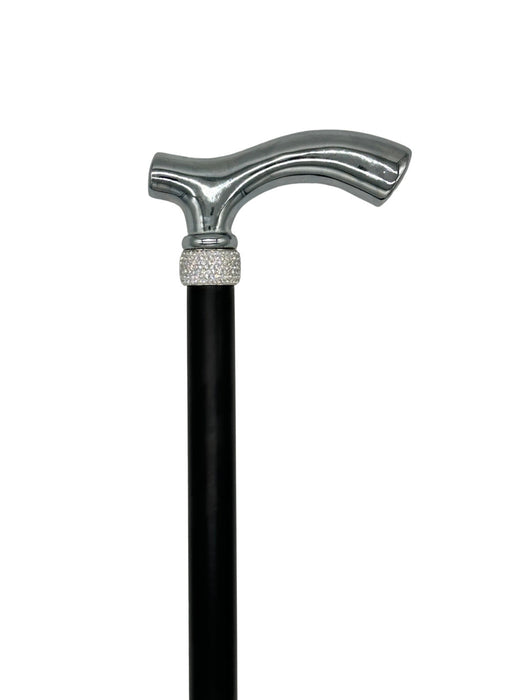 Classy Canes Chrome Plated Fritz Handle with Fashionable Collar-Classy Walking Canes