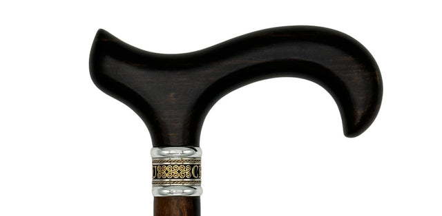 Classy Black Derby on Ebony Wood Shaft with Gentlemen Collar-Classy Walking Canes