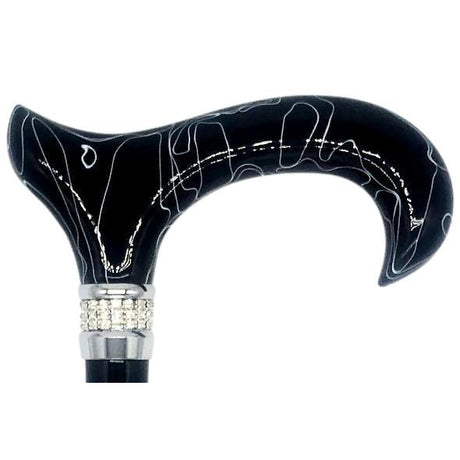 Classy Walking Canes Adjustable Elegant Black With Rhinestone Collar-Classy Walking Canes