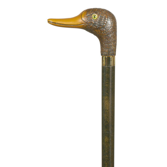 Brown Duck on Hardwood Shaft and Gilt Collar-Classy Walking Canes