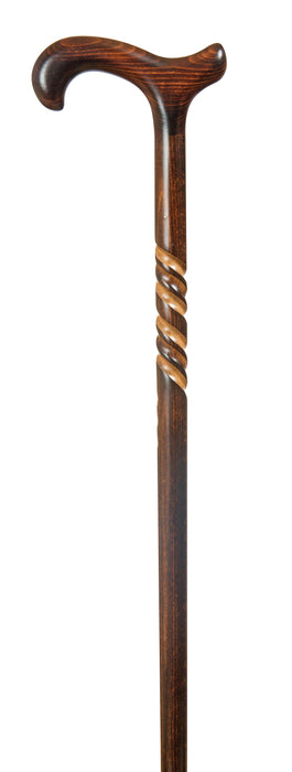Gents Spiral Beech Derby Scorched Shadow-Classy Walking Canes