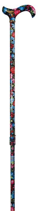 Tea Party in Black Floral with Derby Handle-Classy Walking Canes