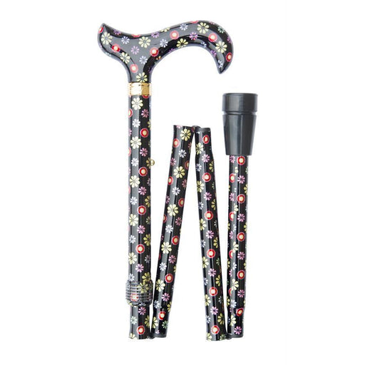 Folding Fashion Derby Dots and Daisies-Classy Walking Canes