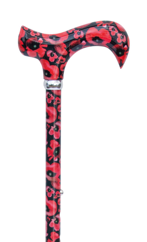 Classic Adjustable Walking Cane in British Wildflowers and Poppies-Classy Walking Canes