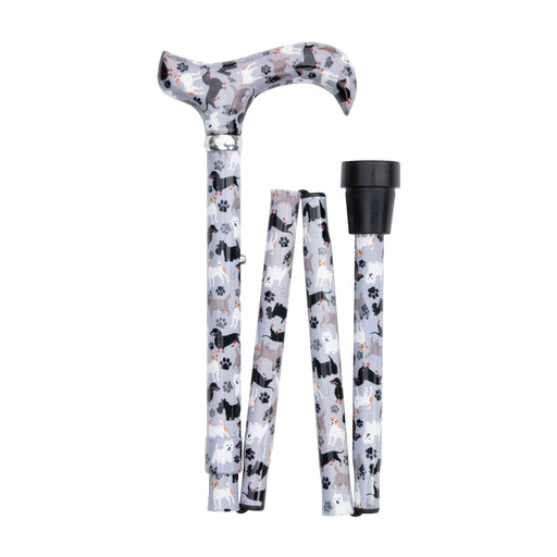 Small Dogs Design Folding Adjustable Cane with Derby Handle-Classy Walking Canes